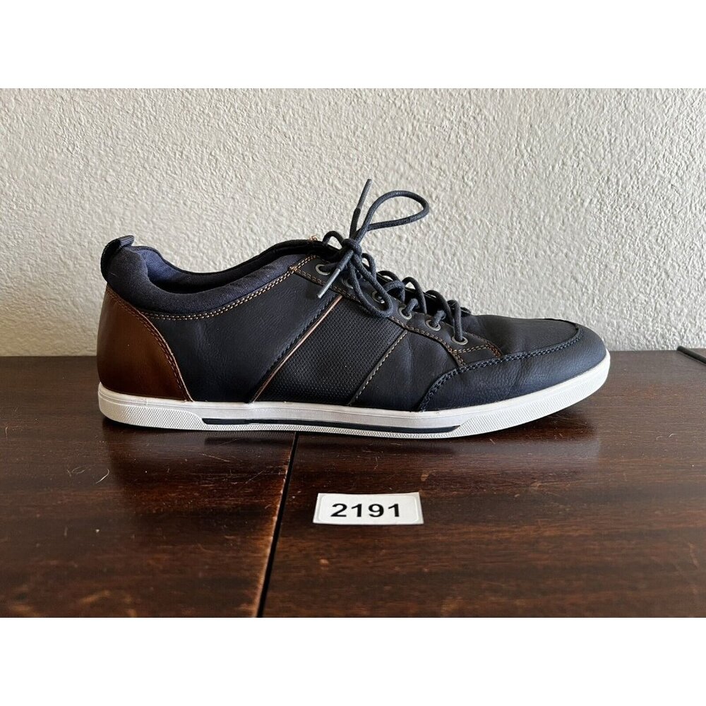 Call It Spring Mens Sneakers 9M Navy Blue Tan Vegan  Lace Up Casual Low Top